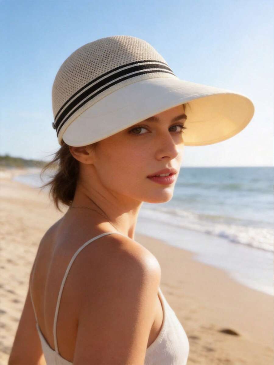 1 chiếc mũ chống nắng thoáng khí, vành rộng, thích hợp cho nữ, đi biển, du lịch, hoạt động ngoài trời, bãi biển và du lịch. - Nhiều màu - Xem 1