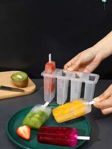 1pc 4-Cavity Popsicle Mold With Lid, Cute Ice Lolly Maker, DIY Ice Cream & Ice Lolly Mold For Home Use - One Size - View 3