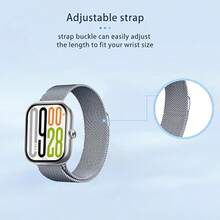 时尚米兰尼斯不锈钢网状磁吸表带，适用于 6/5/4 和小米 Watch 8/9 Pro，可调节超薄透气金属环表带，优雅替换腕带 - 均碼 - 查看 4