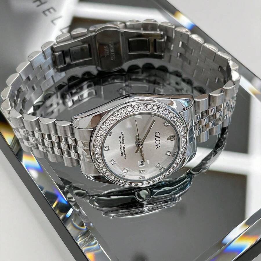 1 chiếc đồng hồ nữ cao cấp NASIR chống nước, có lịch, thích hợp đeo hàng ngày và trong các dịp lễ.