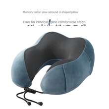 1 almohada de viaje de rebote lento, almohada de apoyo para el cuello con reposacabezas en forma de U, almohada para siesta, almohada de avión de viaje para avión de viaje de oficina - Negro - Ver 5