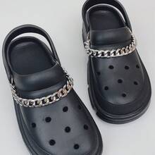 Cadena desmontable de estilo punk hueca, accesorio decorativo de cadena para sandalias, zapatos de playa, unisex - Plateado - Ver 2