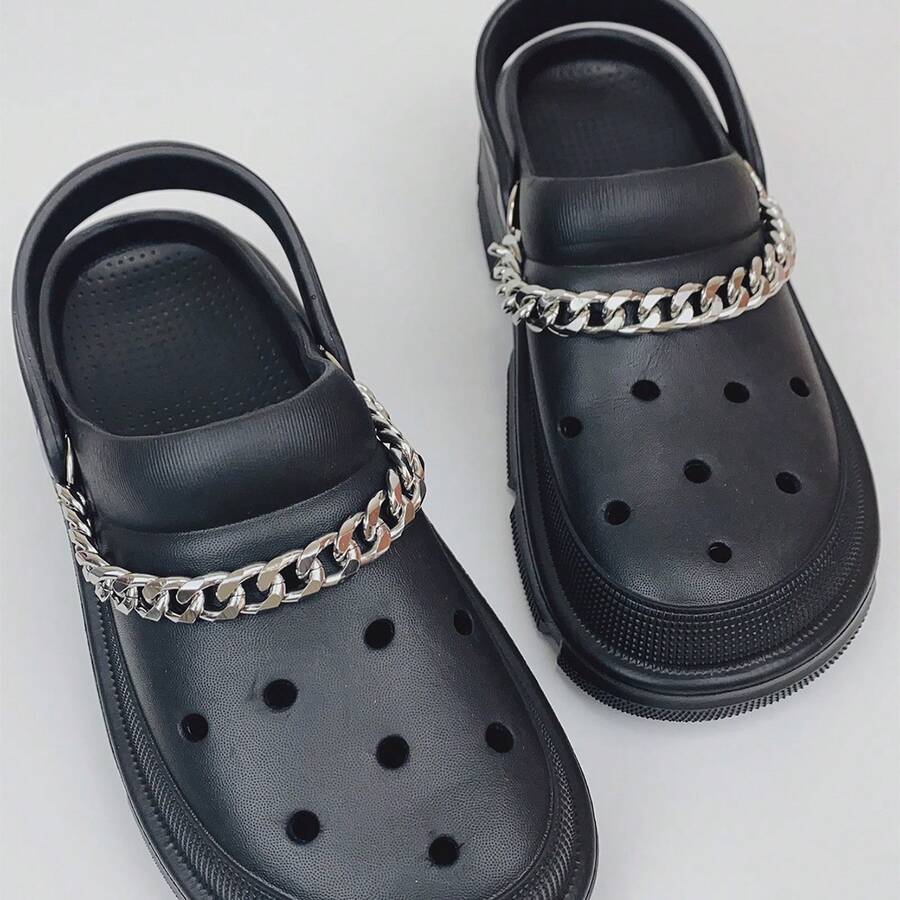 Cadena desmontable de estilo punk hueca, accesorio decorativo de cadena para sandalias, zapatos de playa, unisex