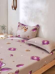 3Pcs 3D Printed Bedding Set, Includes Fitted Sheet & Pillowcase (No Filling), 100% Polyester Fabric, Washable, Modern Minimalist Home Bedding - Mina - View 5