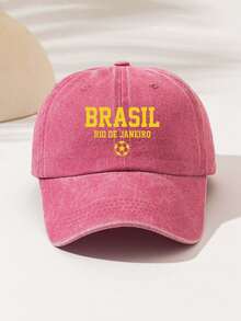 Mũ lưỡi trai mùa hè in hình ngôi sao Brazil, kiểu dáng vintage, chất liệu denim mài, chống nắng, phong cách hippie cá tính, vành cong, có thể điều chỉnh kích cỡ đầu, mũ lưỡi trai vành cong unisex, kiểu mũ "Dad Hat". - Mũ có thể giặt được 5 - Xem 20