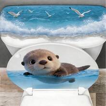 BRUP 1/2 Sheets/Set Floating Animal Friends Wall Stickers,Koala Seal Fox Squirrel In Ocean Wave, Summer Beach Theme Decals For Kids Playroom Or Nursery Wall, Removable Peel And Stick, Whimsical Underwater Adventure Theme Children's Growth Height Stickers - Multicolor - View 9