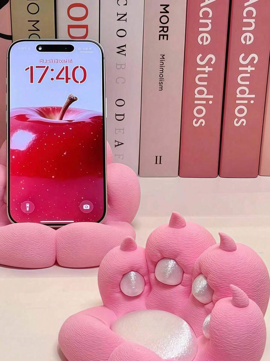 1pc Cute Cat Paw Thick & Durable Phone Holder, Minimalist Plastic Anime Girl Desktop Companion