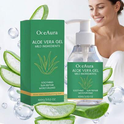 100克芦荟舒缓凝胶，晒后保湿滋养肌肤，适合所有肤质。