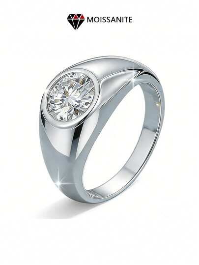 LOVESSOM A Stylish And Classic Round Bag Made Of 925 Sterling Silver With 1-Carat, 2-Carat, Or 3-Carat Moissanite, Perfect As A Valentine's Day Gift For Men And Women, A Couple's Ring, Or A Wedding Ring. Suitable For Weddings, Engagements, Proposals, Everyday Wear, Mother's Day, Father's Day, Easter, Christmas, Halloween, Thanksgiving, New Year's Day, Birthdays, And Anniversaries.