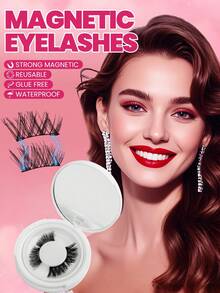 4 pares de pestañas magnéticas con aplicador, sin necesidad de pegamento, look natural 3D de mink falso, pestañas postizas magnéticas suaves, reutilizables y resistentes al agua para maquillaje diario, kit de pestañas magnéticas mejorado, sin delineador ni pegamento, pestañas para principiantes y amantes del maquillaje - Negro - Ver 3