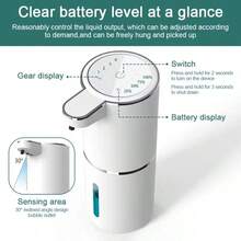 DONASIRA 380ml Capacity Non-Contact Smart Infrared Automatic Soap Dispenser, Electric Home Detergent Quick Dispenser Pump, Handwashing Foam Cleaner, IPX5 Waterproof, USB Rechargeable, 4 Adjustable Levels, Suitable For Hand Sanitizing And Home Cleaning - Multicolor - View 6