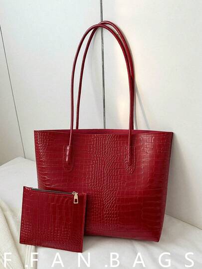 Bolso de hombro tipo tote con estampado de cocodrilo en miniatura y bolsillo interior, adecuado para mujeres, jóvenes profesionales y trabajadores de oficina como regalo para negocios/viajes/trabajo/oficina, y para uso en vacaciones. Ligero, portátil, de gran capacidad, estilo casual de negocios, adecuado para adolescentes, mujeres y estudiantes universitarios. Perfecto para la oficina, la universidad, la escuela secundaria, el trabajo, los negocios, los viajes, los deportes, el ejercicio, las compras, las vacaciones y otras ocasiones.