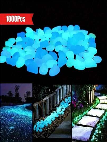 1000 pièces Galets fluorescents, pierres lumineuses pour jardin, allée, plantes d'intérieur, parc et décoration d'aquarium