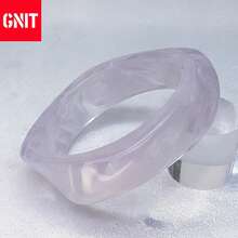 GNIT Multi-Piece Chunky Resin Bangle Set: Iridescent Shimmer, Cloudy White & Silver Plated Bracelets – Stackable Wide Cuff For Cyber Y2K Retro Fashion Jewelry - Translucent White Silver Flash - View 9