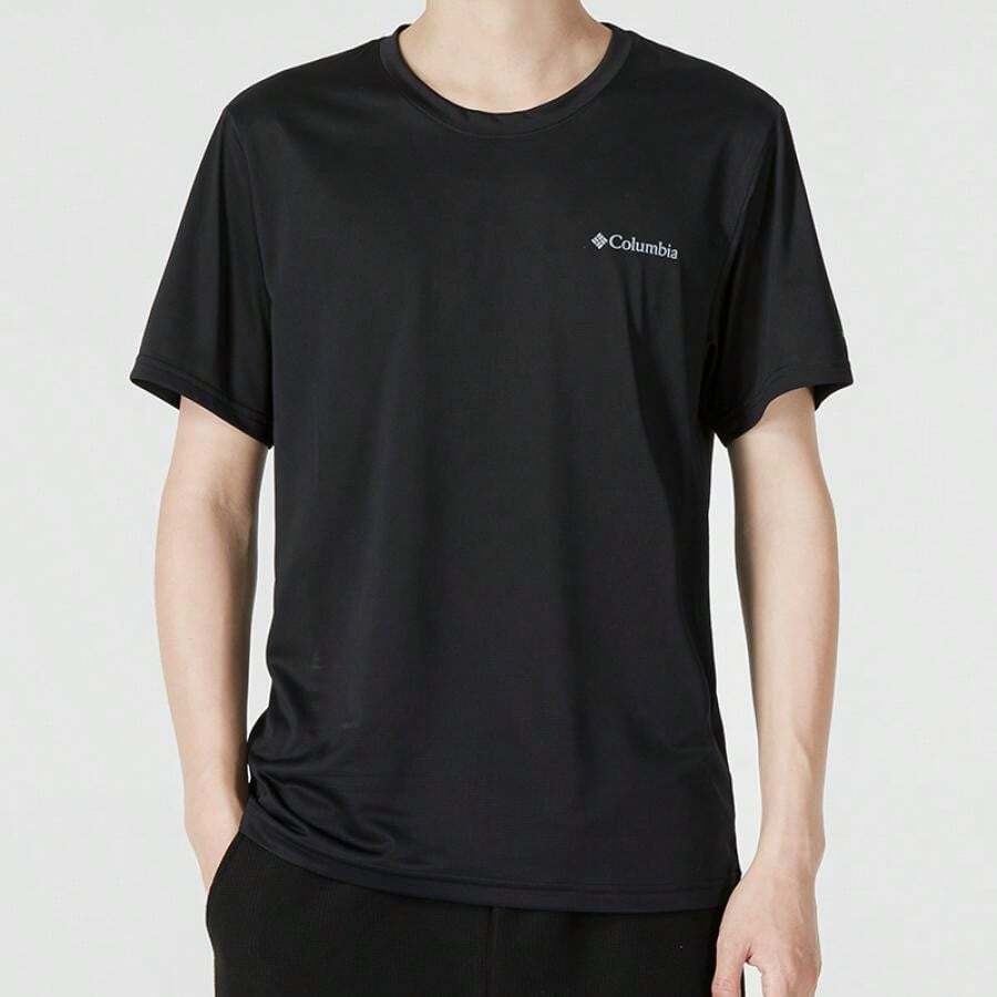 Men's Columbia Hike™ Crew Comfortable Casual T-Shirt, Outdoor Short Sleeve T-Shirt For Daily Wear, AE1419010 - Black - View 1