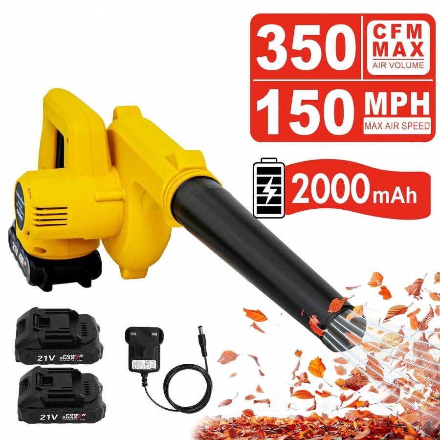 Portable Handheld Leaf Blower, Cordless Leaf Blower Compatible With Battery, Lightweight , Electric Leaf Blower With Extension Tube, Suitable For Gardens And Courtyards - Yellow - View 1