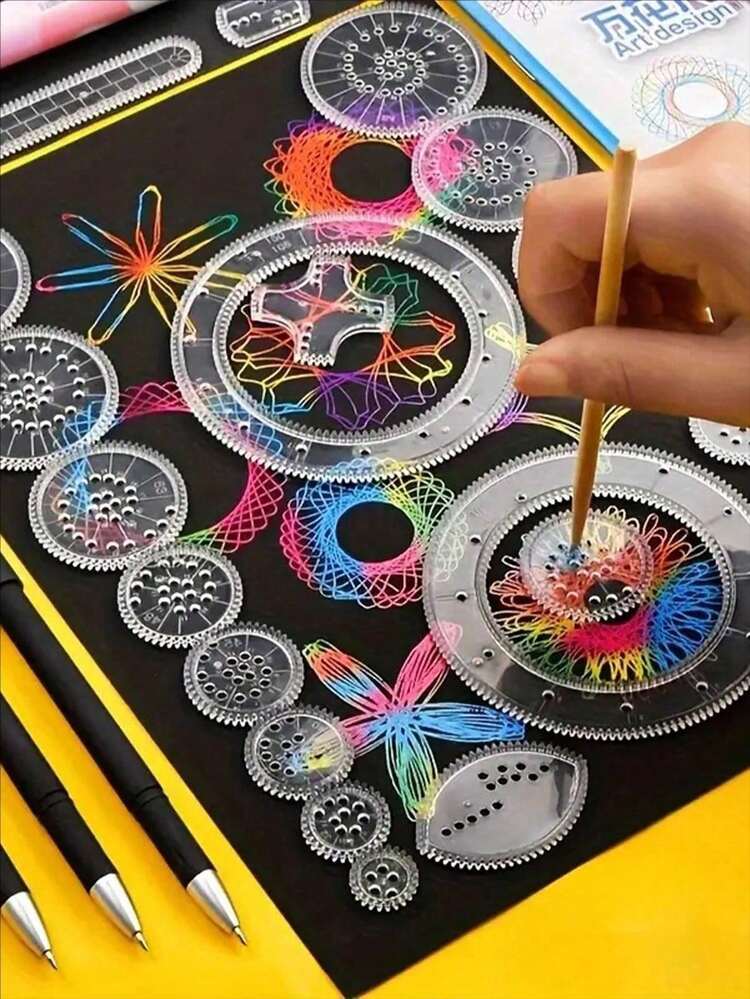 22pcs Versatile Spirograph Set - Draw Over 300+ Geometric Patterns, Puzzle Spirograph Set To Cultivate Mathematical & Geometric Thinking, Classroom Craft/Home Stress Relief Spirograph Set, Classic Magic Patterns, Birthday Gift, Reward Gift - Sets - View 7