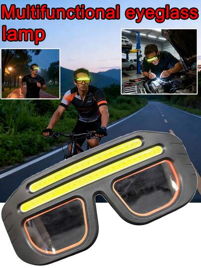 2/1 Stück Allround-COB-Lampenstreifen mit Brille + verstellbarem Tragband + Typ-C Schnellladung + dreistufige Dimmfunktion + wasserdicht. Zuverlässige Beleuchtungsausrüstung für verschiedene Szenarien wie Nachtinstandhaltung, Outdoor-Erkundung, Baustelleninspektion, Notrettung, Nachtradfahren und Stromausfall Zuhause