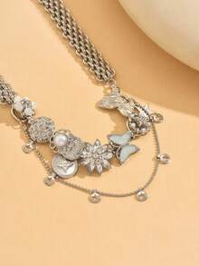 1件Y2K风格蝴蝶/花朵/五角星多元素饰品，配金属链，小众优雅魅力项链，适合女性佩戴，可用于派对/音乐节等场合。 - 彩色 - 查看 5