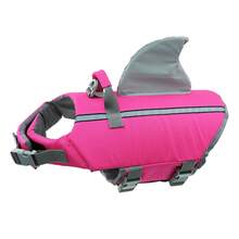 Metglad Chaleco salvavidas para perros, con forma de aleta de pez, lindo y con alta reflectividad y excelente flotabilidad, equipado con asa de rescate resistente y bucle para cuerda de remolque, ajustable en tamaño, adecuado para perros pequeños, medianos y grandes - Agua verde azul - Ver 15