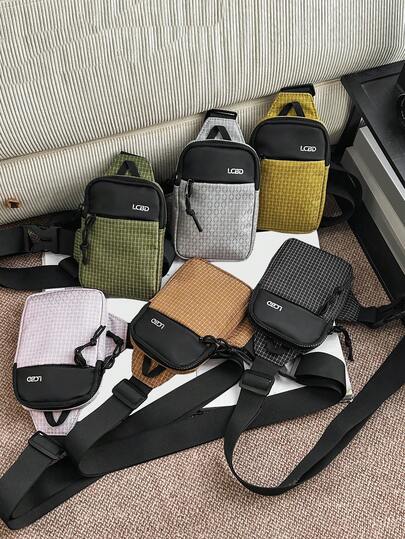 TIANDINGYU حقيبة صدر مربعة عصرية، حقيبة صدر رياضية للجنسين، حافظة هاتف ذكي بسيطة، حقيبة خصر للسفر والدراجات، محفظة صغيرة، تصميم مربعات أنيق وجذاب، جيوب سحاب مزدوجة، هدية للأصدقاء والمناسبات