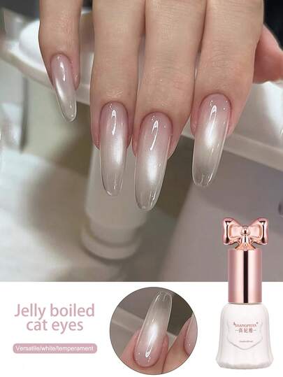 SHANGFEIYA 10ml Jelly Water Cat Eye Gel Polish Milky White Magnetic Nail Gel Transparent Nude White Soak Off UV Manicure Art Varnish For Women Beauty