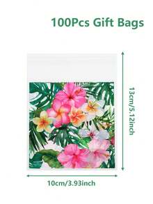 50/100个夏威夷花卉图案自封袋，夏威夷主题派对礼品袋，礼品包装袋，零食袋，包装袋，夏威夷热带派对小礼品袋，婴儿派对装饰，饼干糖果烘焙袋，甜甜圈袋，新娘送礼会回礼，性别揭晓派对用品，一周岁生日派对装饰，夏威夷主题派对用品，夏季海滩派对装饰，婴儿派对用品，火烈鸟派对用品，男宝宝/女宝宝礼物 - 夏威夷花卉 - 查看 10