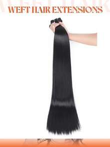 30 Inch 200g Heat Resistant Synthetic Straight Hair Weave, 100% Futura Sewn-In Natural Black Hair Extensions For Women - Multicolor - View 2