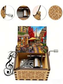 Customized Photo Music Box, Vintage Hand-Crank Music Box, 2 Song Options, Suitable As Gift For Family And Friends, Perfect For Birthday, New Year Celebration, Party Commemoration, Thanksgiving Gift And Home Decor, Anniversary Keepsake - Multicolor - View 2