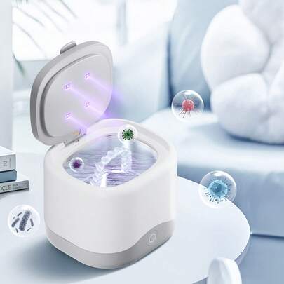 Ultrasonic Cleaner For Dentures, 200ML Retainer Cleaner Machine With UV Light, 30W Cleaning Machine For Dental, Retainer, Aligner, Braces, Mouth Guards, Toothbrush Head, Shaver Head, Jewelry