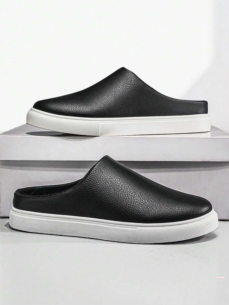 男士百搭套脚乐福鞋，简约平底休闲莫卡辛鞋，四季皆宜 - 黑色 - 查看 1