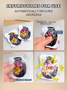5/10/50/100pcs Surprise Exploding Hand Grenade Party Poppers, Simulated Auto-Inflating Hand Grenade, Prank Toy Air Bag, April Fools Day, Christmas, New Year, Wedding, Halloween Party Supplies (Random Color) - Multicolor - View 5