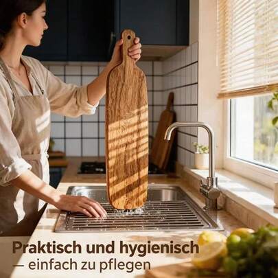 1pc Wooden Cutting Board, Household Meat Chopping Board, Cheese & Cooked Food Board, Washable Fruit Cutting Board, Kitchen Utensil