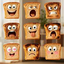 Cute Cartoon Toast Expression Photo, Home Decor - G - View 1