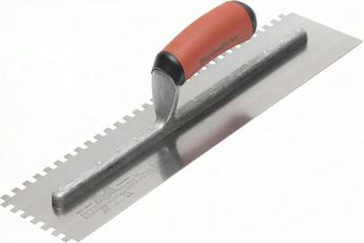 MARSHALLTOWN The Premier Line 710SD 16-Inch By 4-Inch Notched Trowel With Curved DuraSoft Handle
