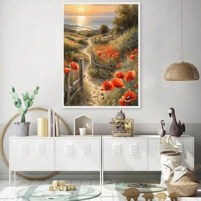 1pc 5D DIY Diamond Painting - Floral Scenery Pattern, Full Diamond Craftsmanship, Home Decor, Size 30*40cm, Complete Diamond Embroidery Set, Diamond Art Home Decor