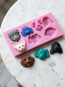 1pc/2pcs Reusable Silicone Mold With Dog And Cat Head Shapes, Candy And Chocolate Making Mold, Suitable For Homemade Baking Cupcakes, Jelly, Cookies And Pudding - View 3
