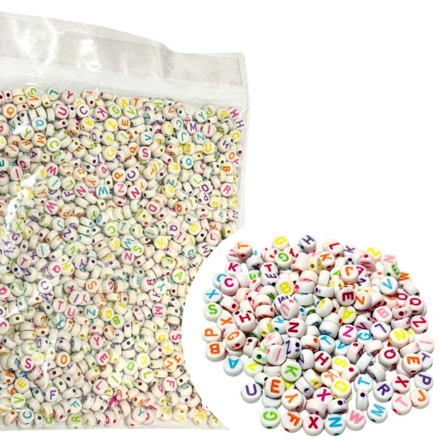 1550 Piezas Separador abecedario acrílico luneta letra para bisutería y manualidades cuencas abalorios - abecedario colores - Ver 1