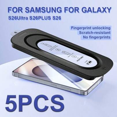 5pcs Scratch-Resistant Glass Screen Protectors, Compatible With Samsung Galaxy S26 Ultra, S26 PLUS And S26 High-Definition Models, Support Fingerprint Unlock, Easy One-Click Installation