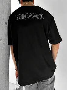 1 Pack Of 180g 100% Cotton Men's T-Shirts Y2K - Black - View 2