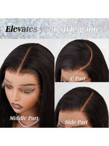 13x6 Full Frontal Real HD Lace Wig 0.10mm Ultra-Thin Invisible HD Lace Front Wigs Human Hair Pre Plucked Bleached Knots 250% Density Straight Human Hair Wigs For Women 26 Inch - Natural Black - 查看 4