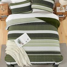 3 Pieces Queen King Size Quilt Set Sage Green Striped  Summer Patchwork Bedspreads Coverlet, Soft Lightweight Bedding Set With 2 Pillow Shams, Soft Microfiber Comforter Set Suitable For Wedding Items, Valentines Day Home Bed Room Decor, Mothers Day Gift, All Season - Sage Green - Xem 3