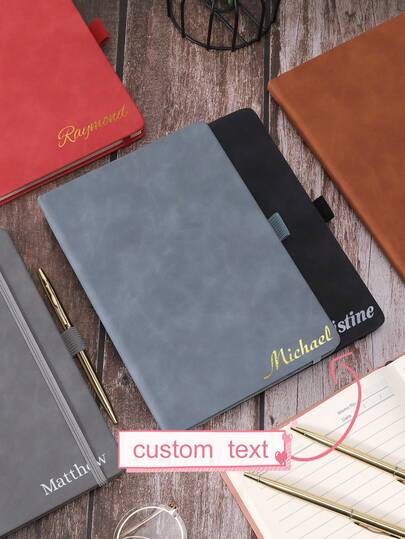 1pc A5-Sized Personalized Notebook Features Gold Foil Stamping, A Beautiful Leather Strap, And Is Made Of Supple . You Can Customize It With Your Name And Use It As A Diary, Work Notebook, Writing Notebook, Blank Notebook, Dot Matrix Notebook, Or Small Sketchbook.