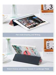 Ayotu 1pc Long Lashes, Lips & Cloud Double-Sided Printed Protective Case, Compatible With  10.2" 2021/2020  9th/8th Gen, Compatible With Samsung Galaxy Tab A8 10.5" 2022, With Pen Holder, Support Auto Sleep/Wake Cover - 查看 4