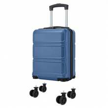 15-Inch Cabin Suitcase (40x30x20 Cm) Under-Seat Luggage, ABS/PC Hard Shell Trolley With 4 Removable 360° Swivel Wheels And 3-Digit Lock, Lightweight Small Travel Trolley For Christmas Holidays, New Year's Holidays, Solo Travel, Weekend City Breaks, Business Trips, Unisex For Women And Men - 海軍藍+黑色 - 查看 11