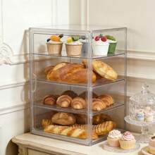 4 Layer Acrylic Pastry Display Case – Adjustable Clear Bread Box With Magnetic Door, Countertop Bakery Display For Bagels Muffins Croissants, Easy Clean - View 3