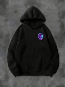 Men's A RIAT Hardcore Patriotic Hoodie: Laser Deer Head + American Flag + Brand Logo Top, American Retro Street Style Pullover, Perfect For Patriotic Community Check-Ins/Skateboarding On Campus, Highly Recognizable Loose And Comfortable Pullover - 黑色 - 查看 3