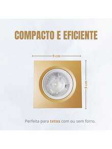 Kit 5 Spot Led Embutir Quadrado Dourado 5w Branco Frio 9 cm - Dourado - Visão 5