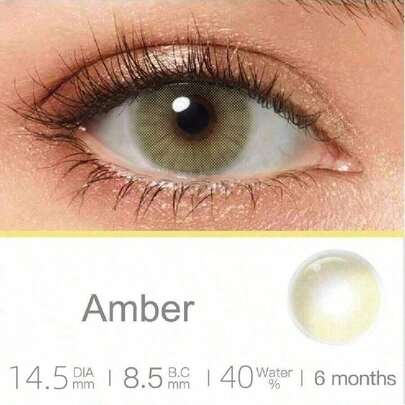 1 par de lentes cosméticas desechables de 14.5 mm con colores naturales y brillantes, de un año de duración