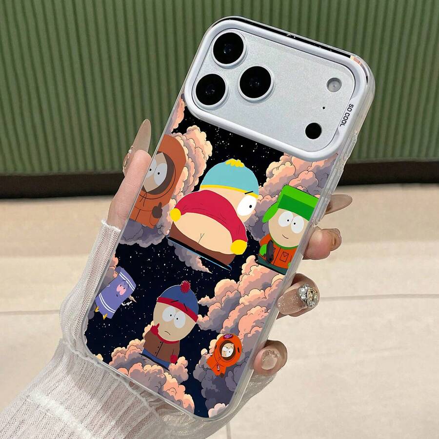 South Park Characters Galaxy Phone Case, Compatible With  17,  16 Pro Max,  15 Pro Max,  13, And  12. Made Of TPU, It Provides Shock And Drop Protection. Perfect For Fans Of Animated Series, This Case Makes A Unique Gift For Birthdays, Holidays, And Special Occasions. - 白色LB44 - 查看 1
